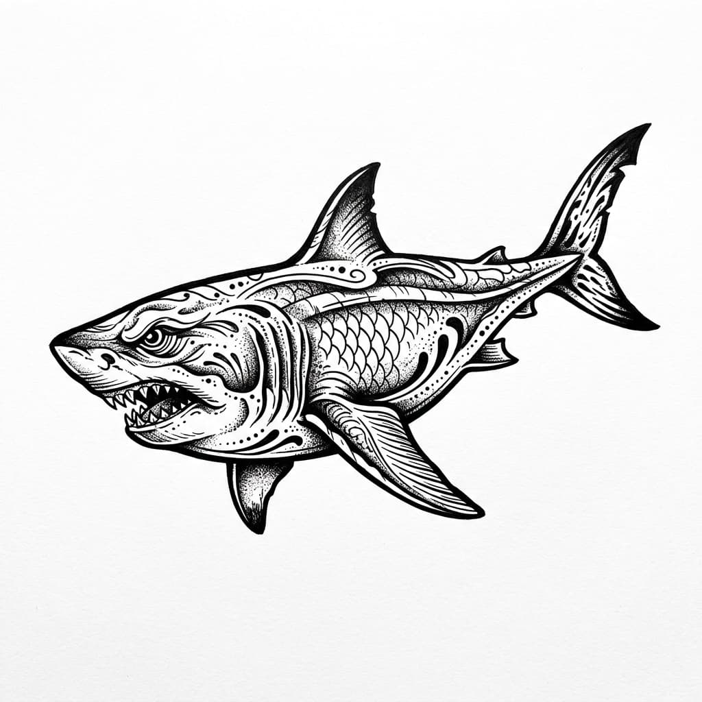 Shark Tattoos — AI-generated design examples