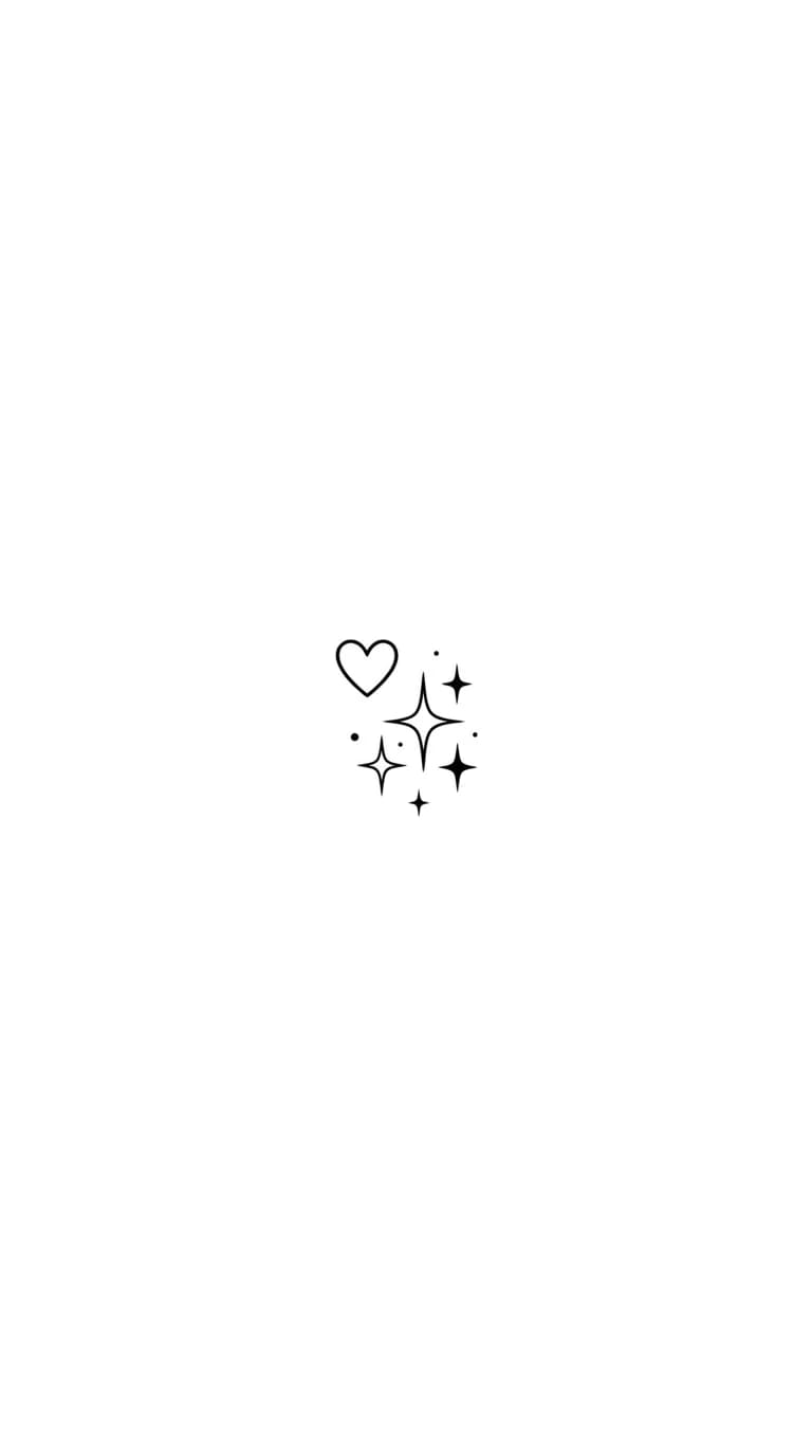 small ankle tattoo, tiny heart and sparkle cluster, micro tattoo style, crisp simple black ink on pure white background inspiration