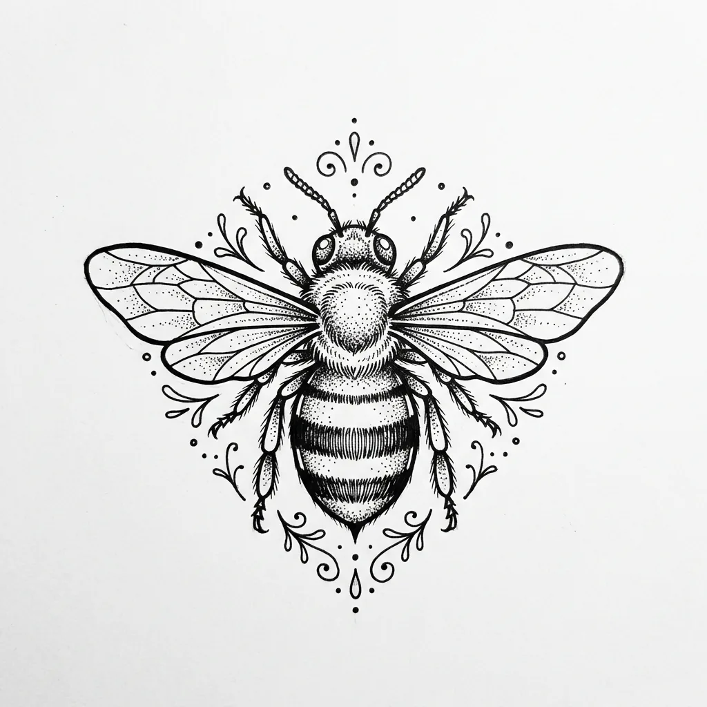 Geometric bee tattoo idea for upper arm