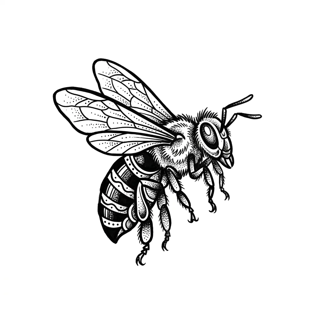 Realistic bee tattoo idea for shoulder