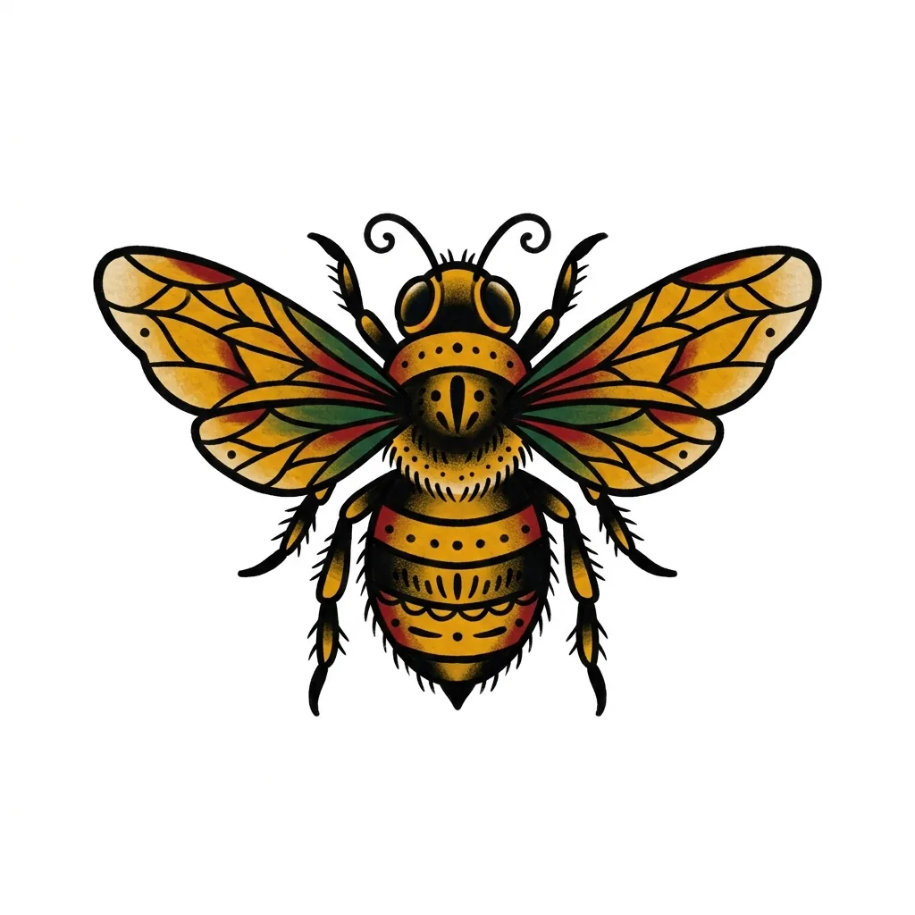 Geometric bee tattoo idea for upper arm
