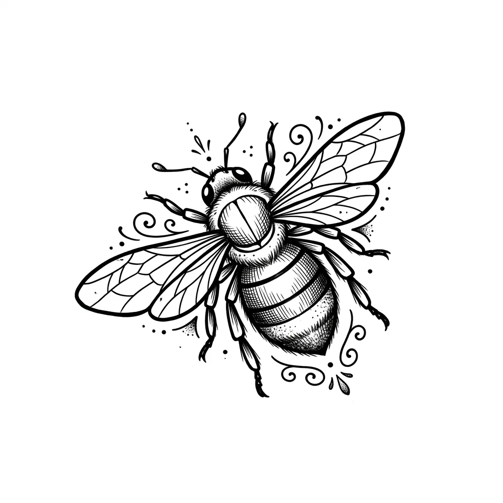 Blackwork bee tattoo idea for wrist