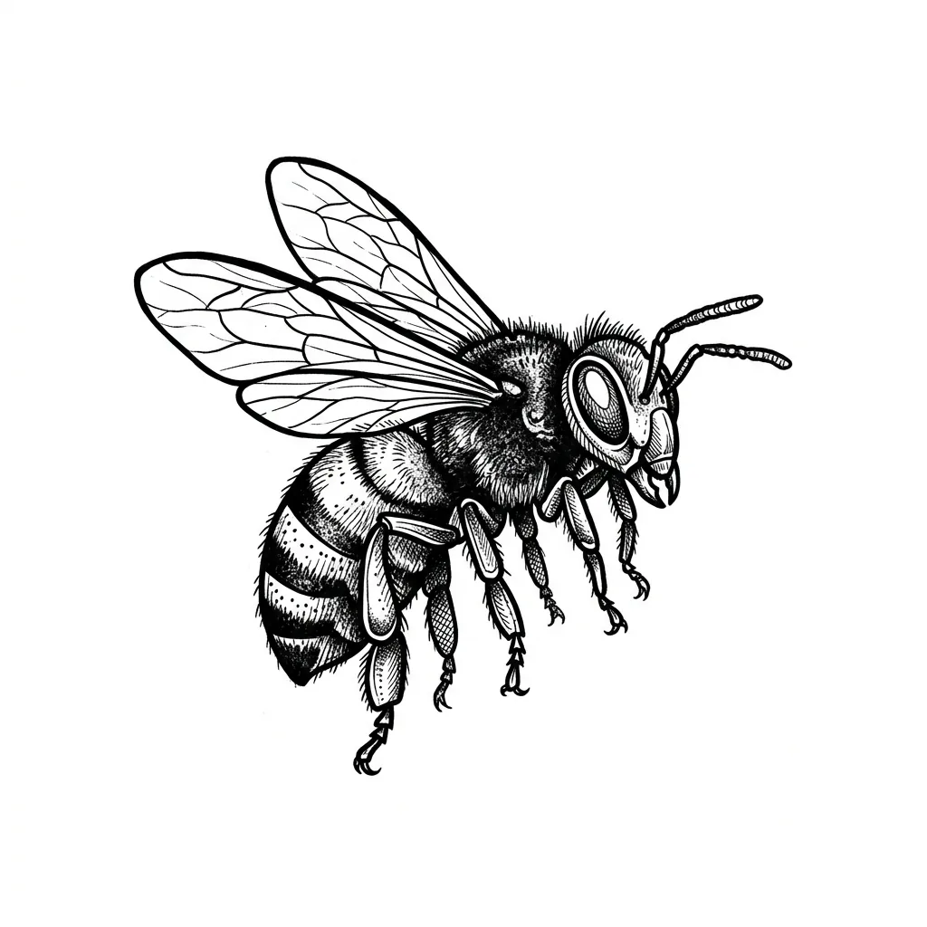 Fine-line bee tattoo idea for forearm