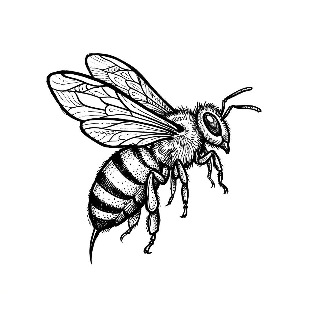 Realistic bee tattoo idea for shoulder