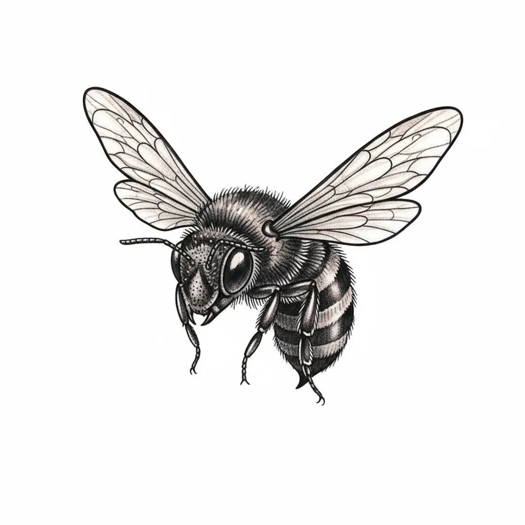 Blackwork bee tattoo idea for wrist