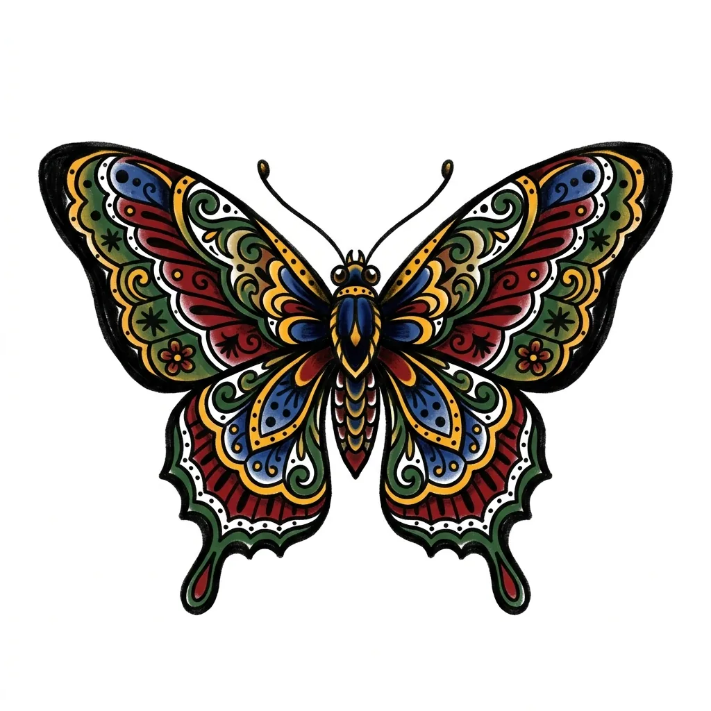 Geometric butterfly tattoo idea for upper arm