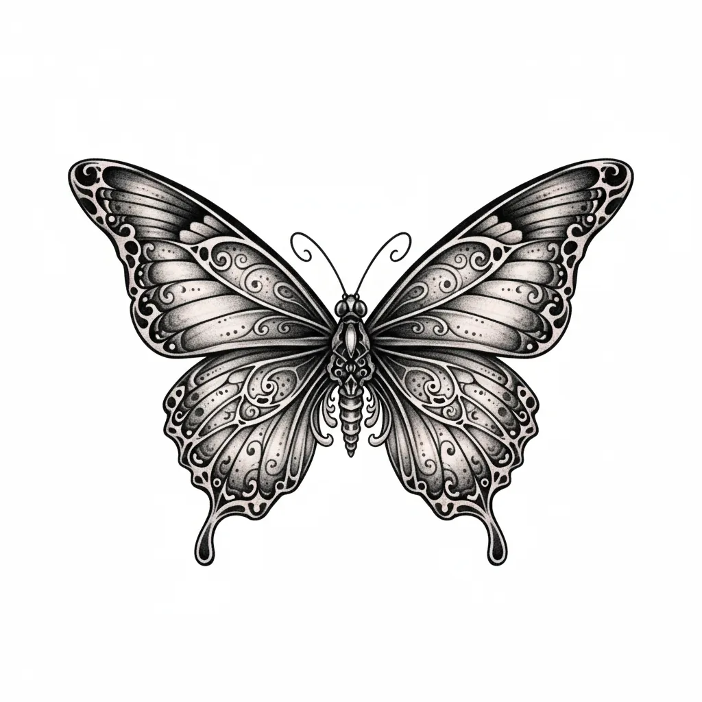 Blackwork butterfly tattoo idea for wrist