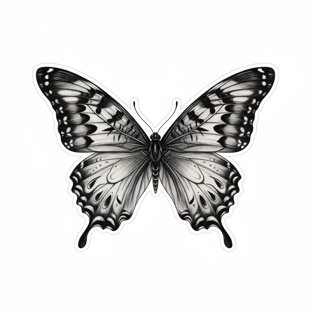 Geometric butterfly tattoo idea for upper arm