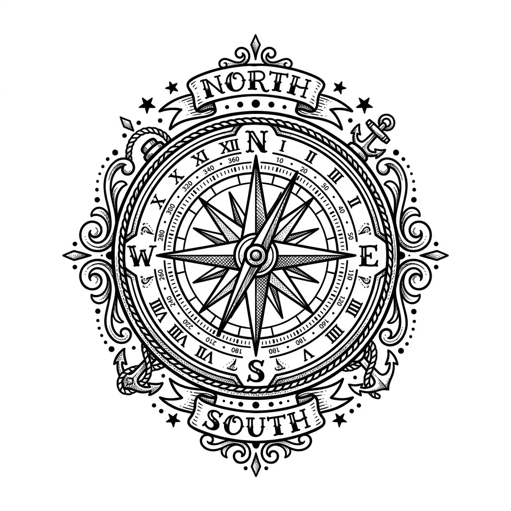 Fine-line compass tattoo idea for forearm