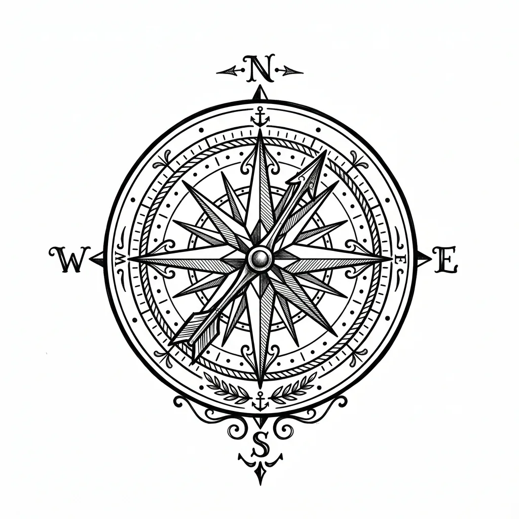Realistic compass tattoo idea for shoulder