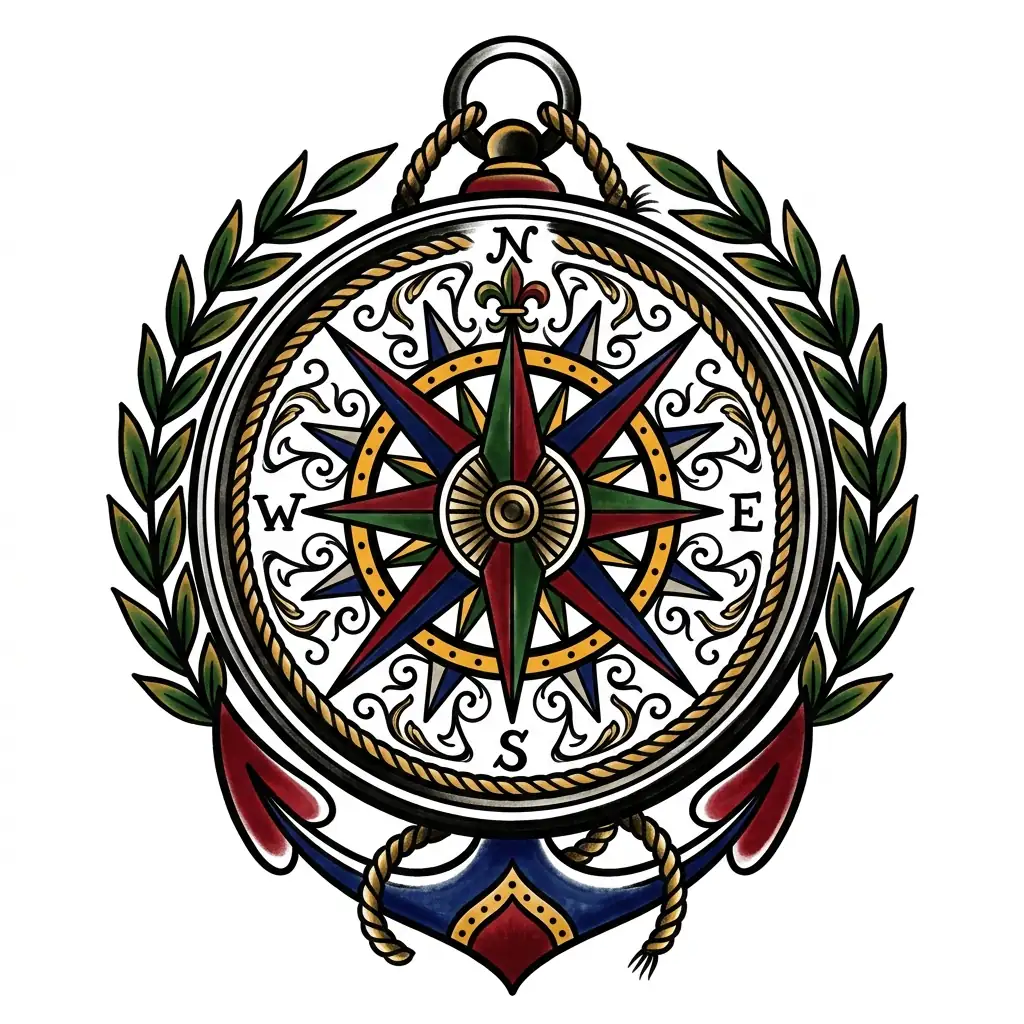 Fine-line compass tattoo idea for forearm