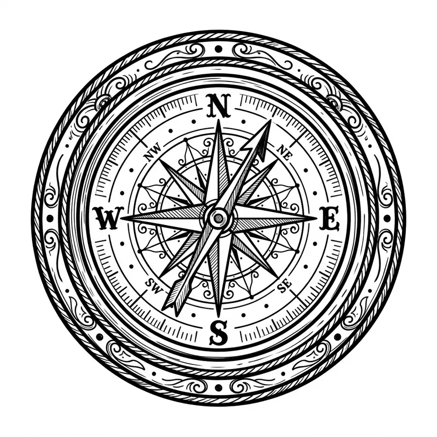 Traditional compass tattoo idea for back