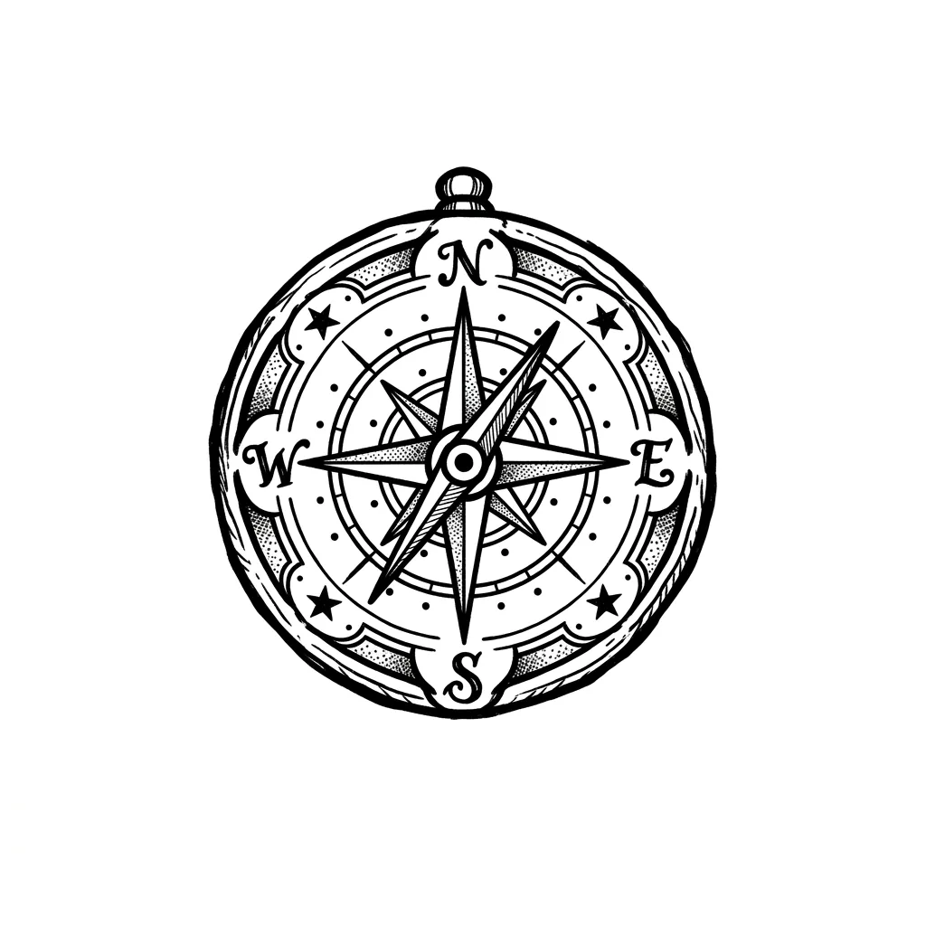 Geometric compass tattoo idea for upper arm