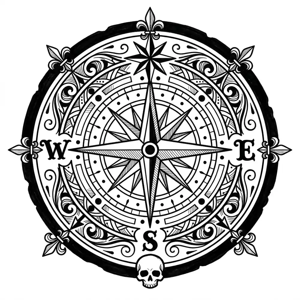 Fine-line compass tattoo idea for forearm