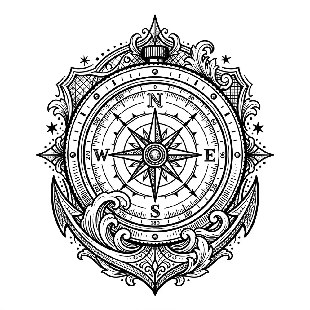 Realistic compass tattoo idea for shoulder
