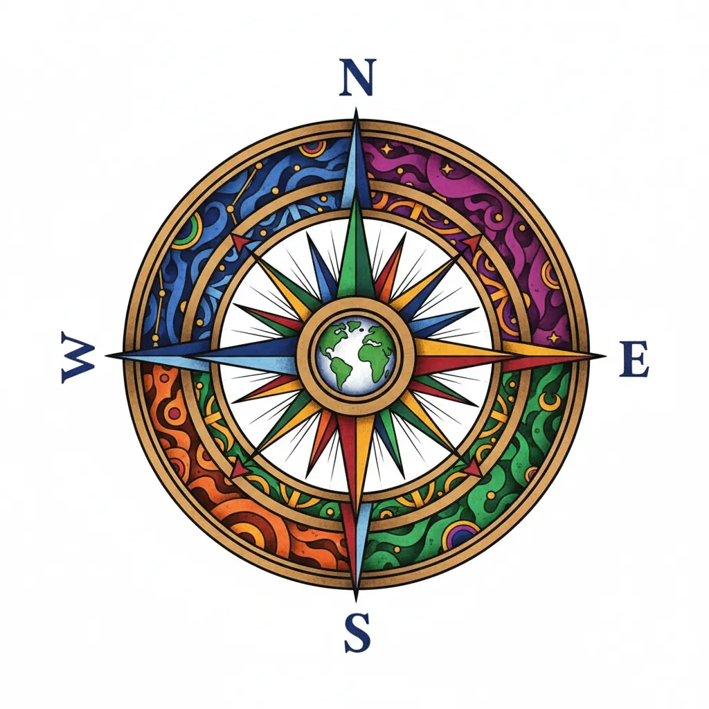 Color compass tattoo idea for collarbone