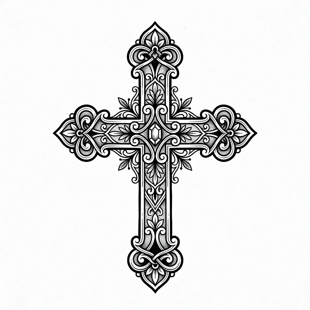 Geometric cross tattoo idea for upper arm