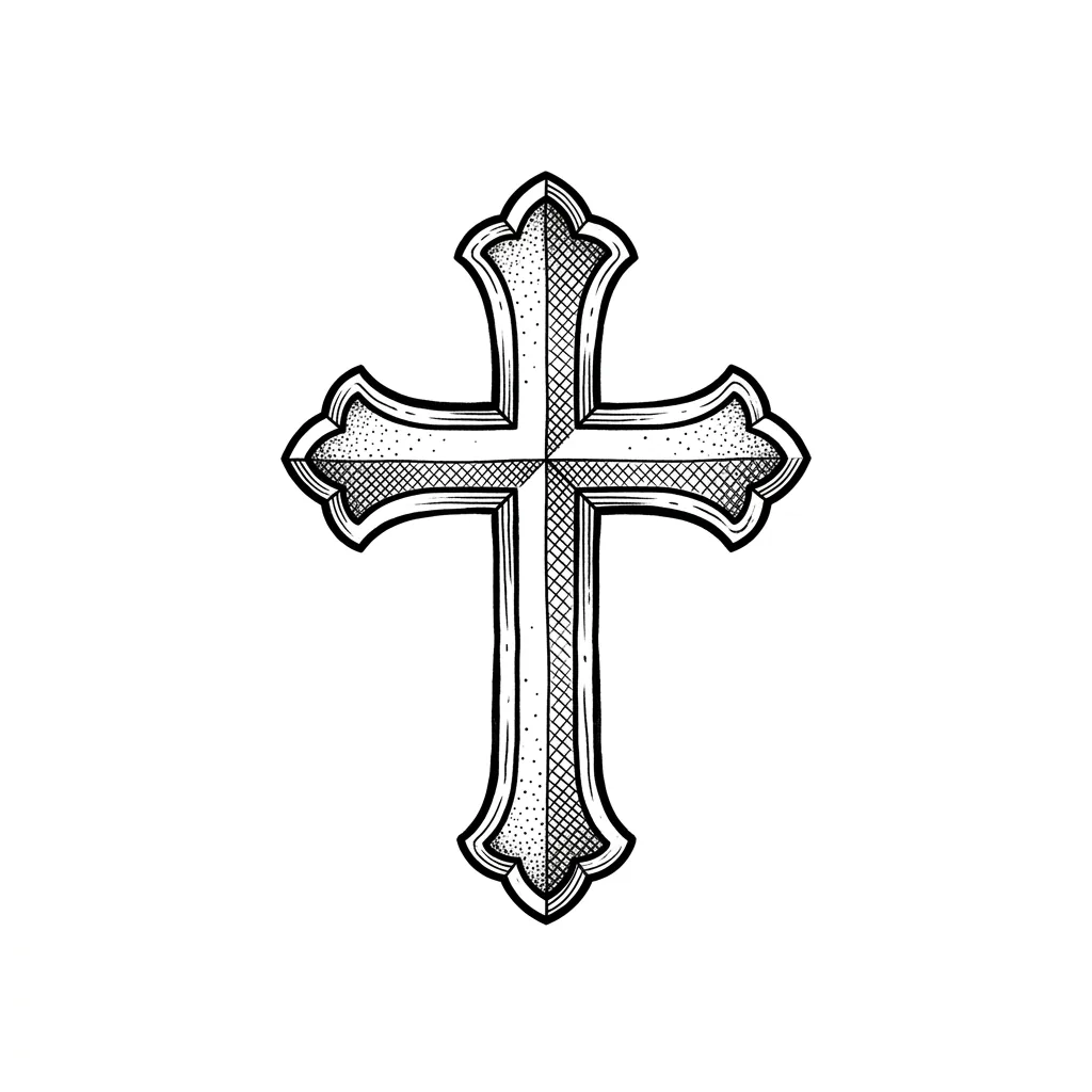 Fine-line cross tattoo idea for forearm