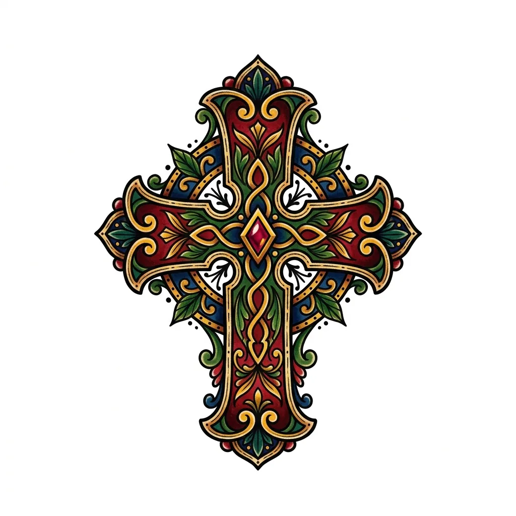 Fine-line cross tattoo idea for forearm