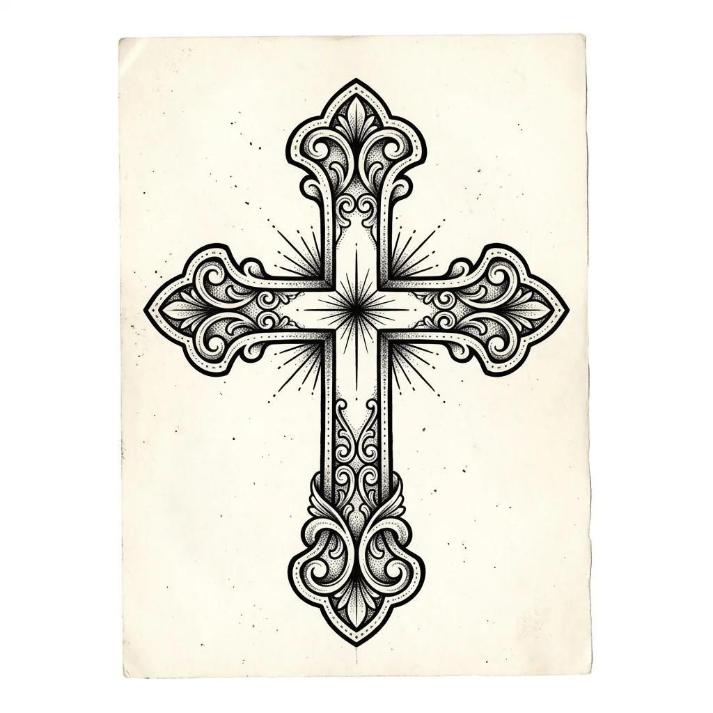 Realistic cross tattoo idea for shoulder