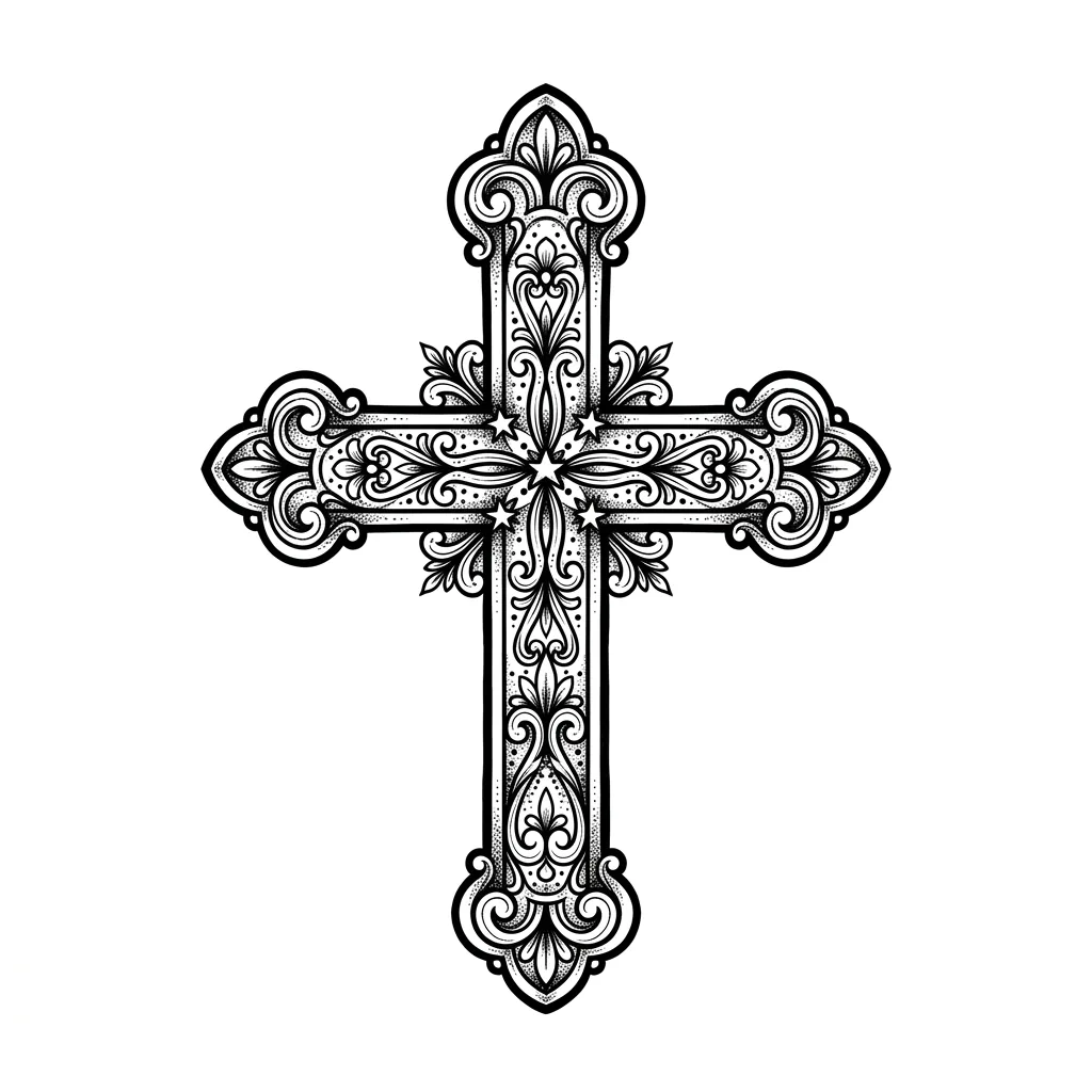 Blackwork cross tattoo idea for wrist