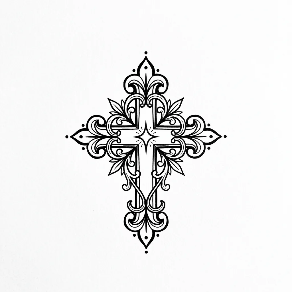 Geometric cross tattoo idea for upper arm