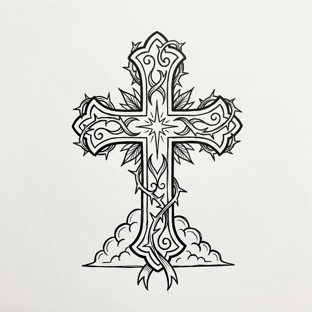 Color cross tattoo idea for collarbone