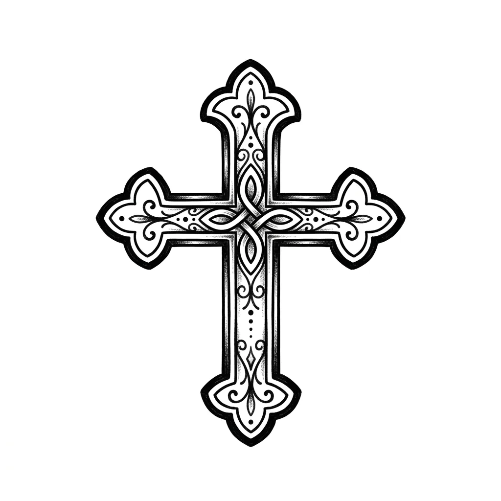 Fine-line cross tattoo idea for forearm