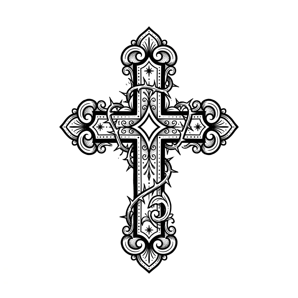 Realistic cross tattoo idea for shoulder