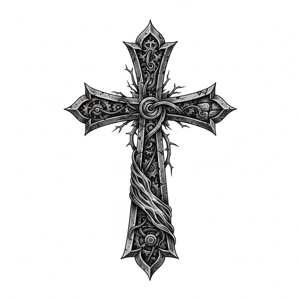 Blackwork cross tattoo idea for wrist