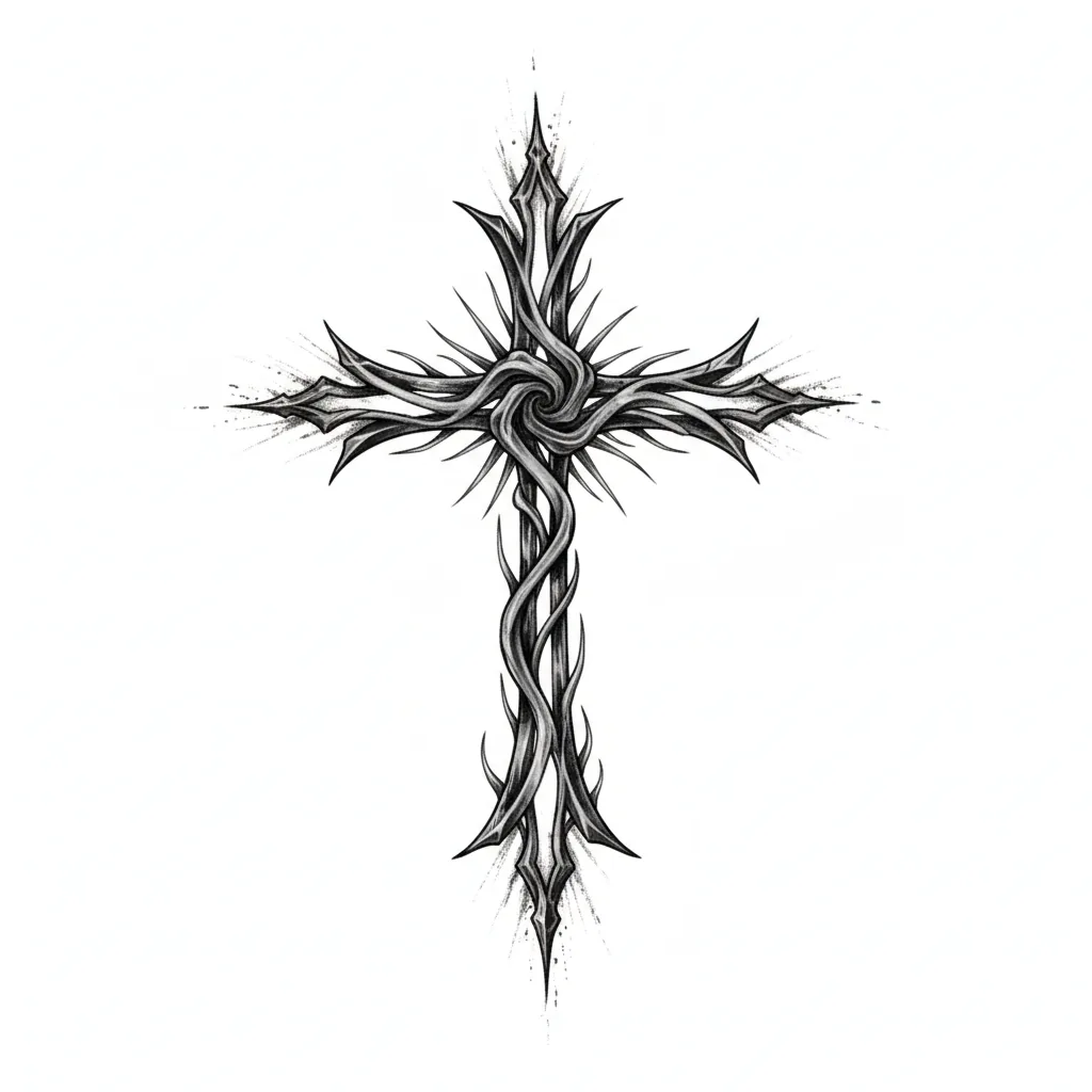 Geometric cross tattoo idea for upper arm