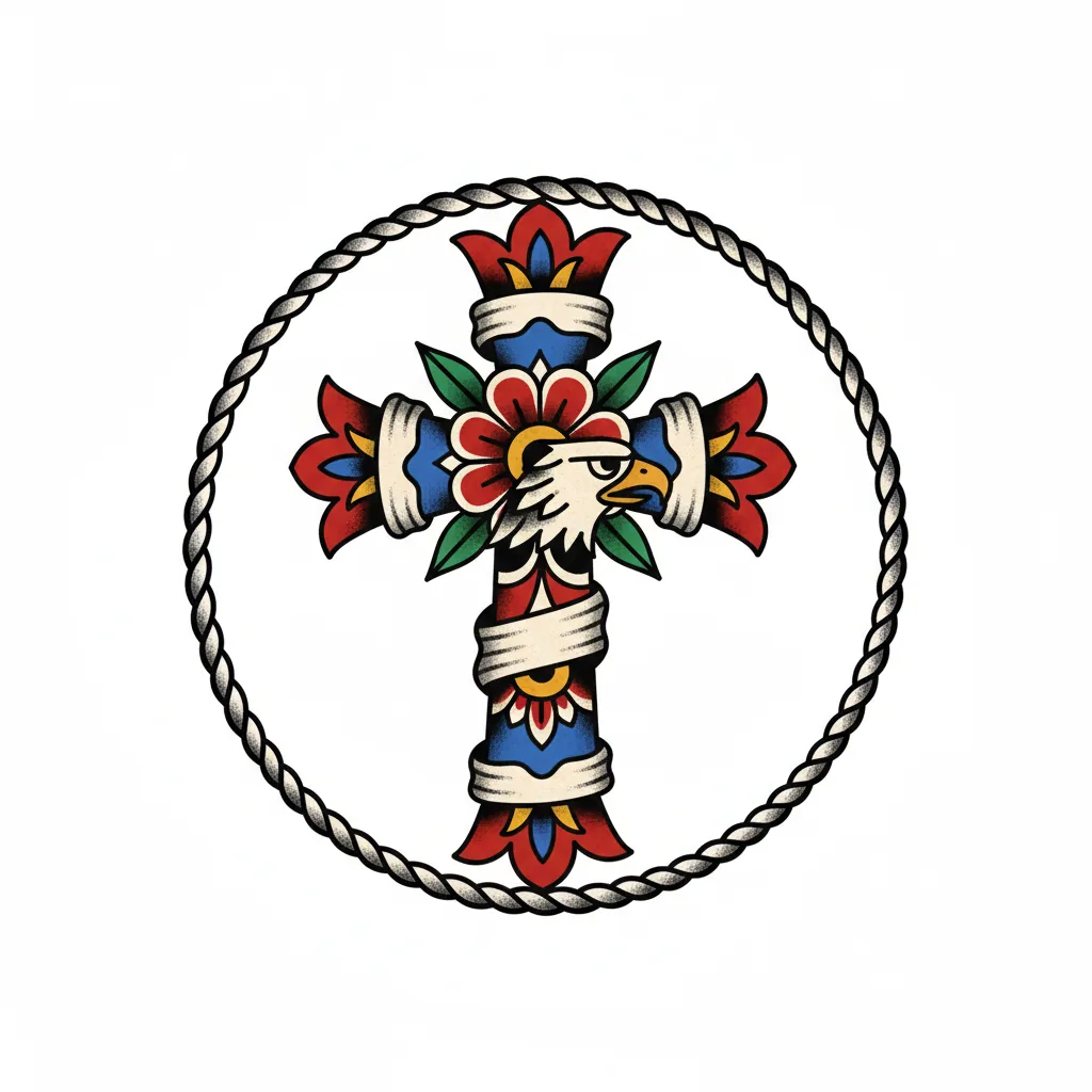 Color cross tattoo idea for collarbone