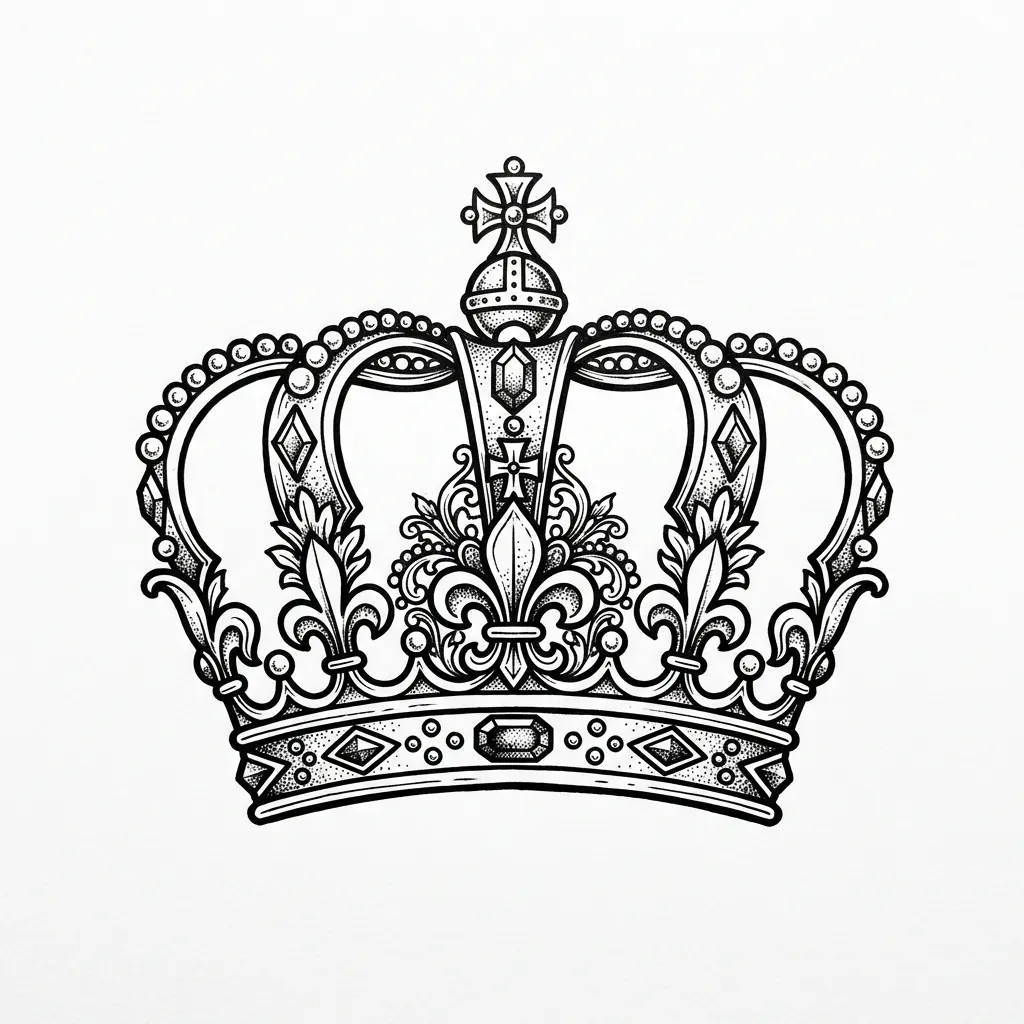 Geometric crown tattoo idea for upper arm