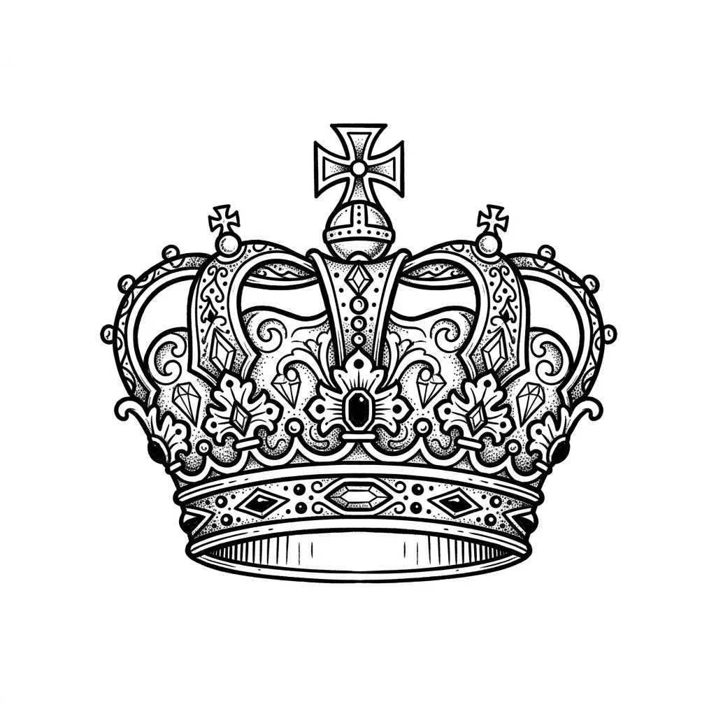 Fine-line crown tattoo idea for forearm
