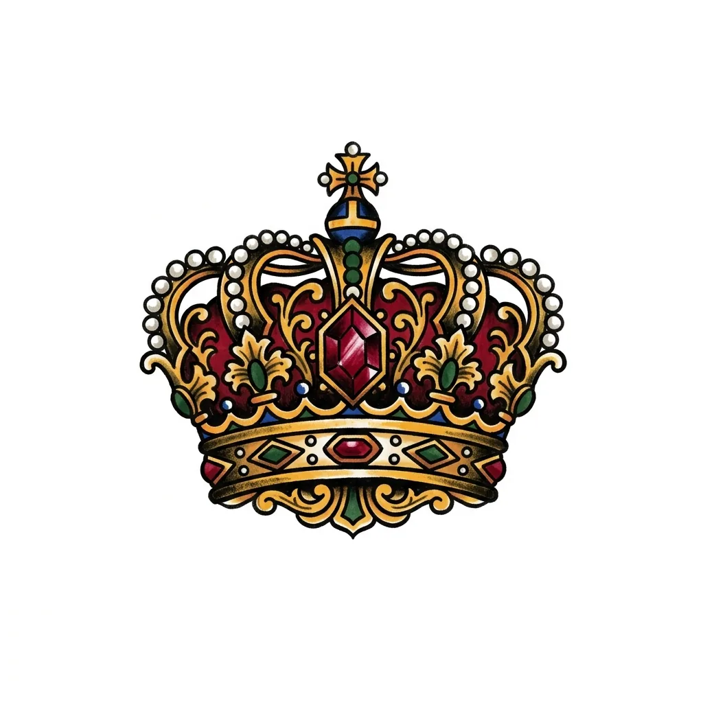Fine-line crown tattoo idea for forearm