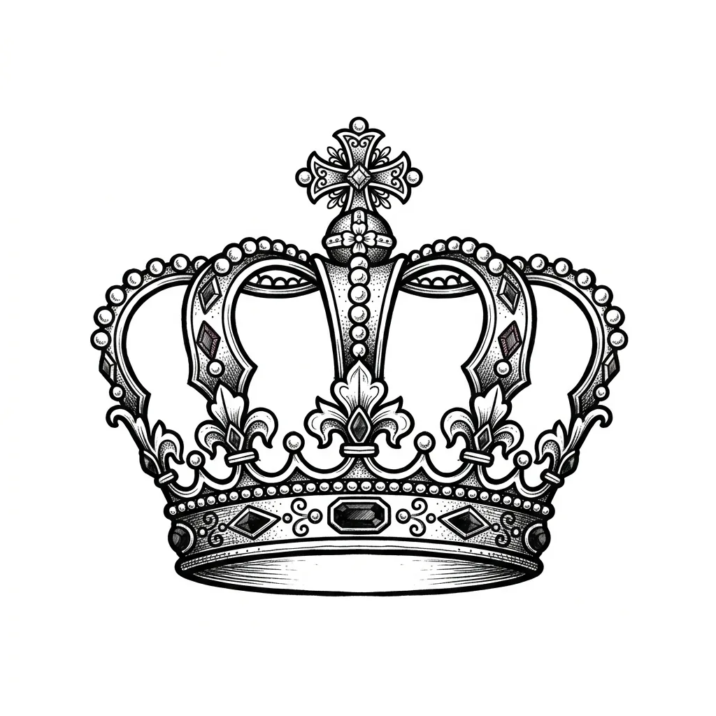 Blackwork crown tattoo idea for wrist