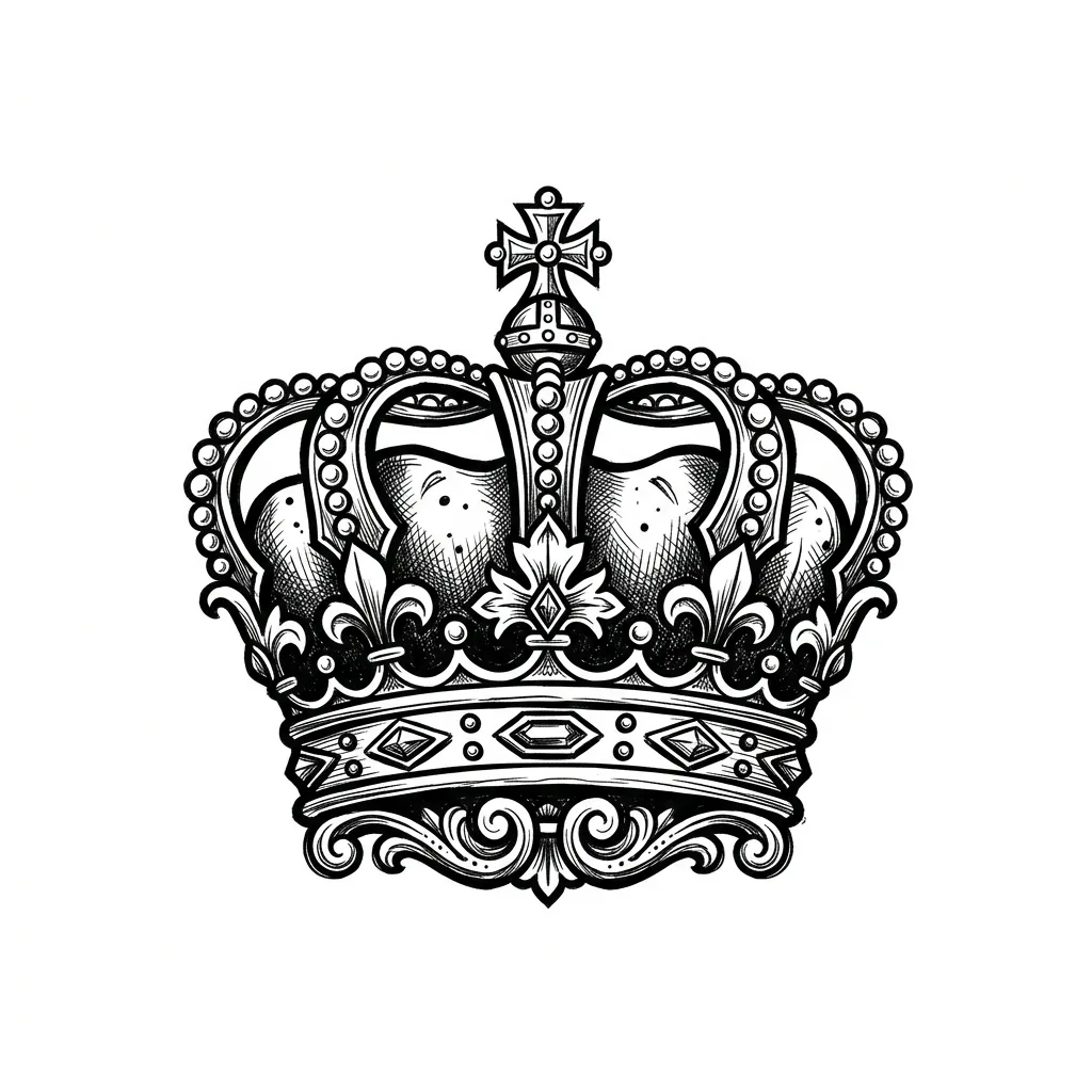 Traditional crown tattoo idea for back