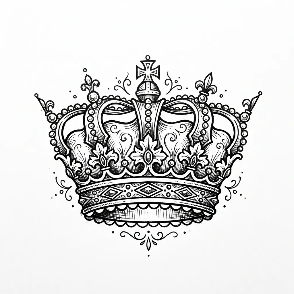 Fine-line crown tattoo idea for forearm