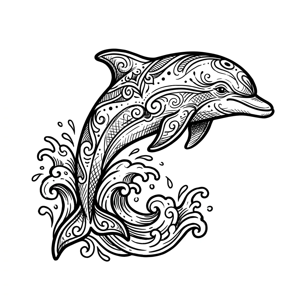 Color dolphin tattoo idea for collarbone