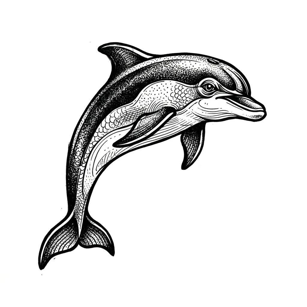 Fine-line dolphin tattoo idea for forearm