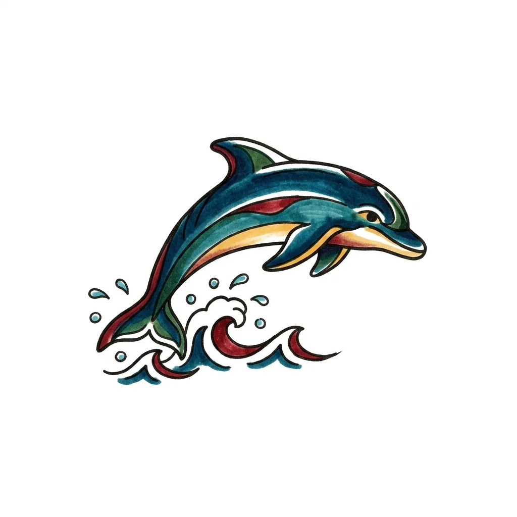 Blackwork dolphin tattoo idea for wrist