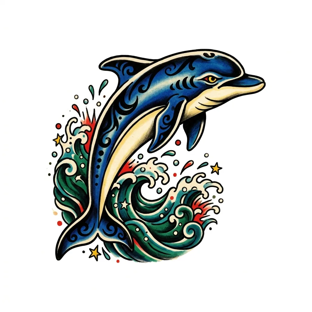 Fine-line dolphin tattoo idea for forearm
