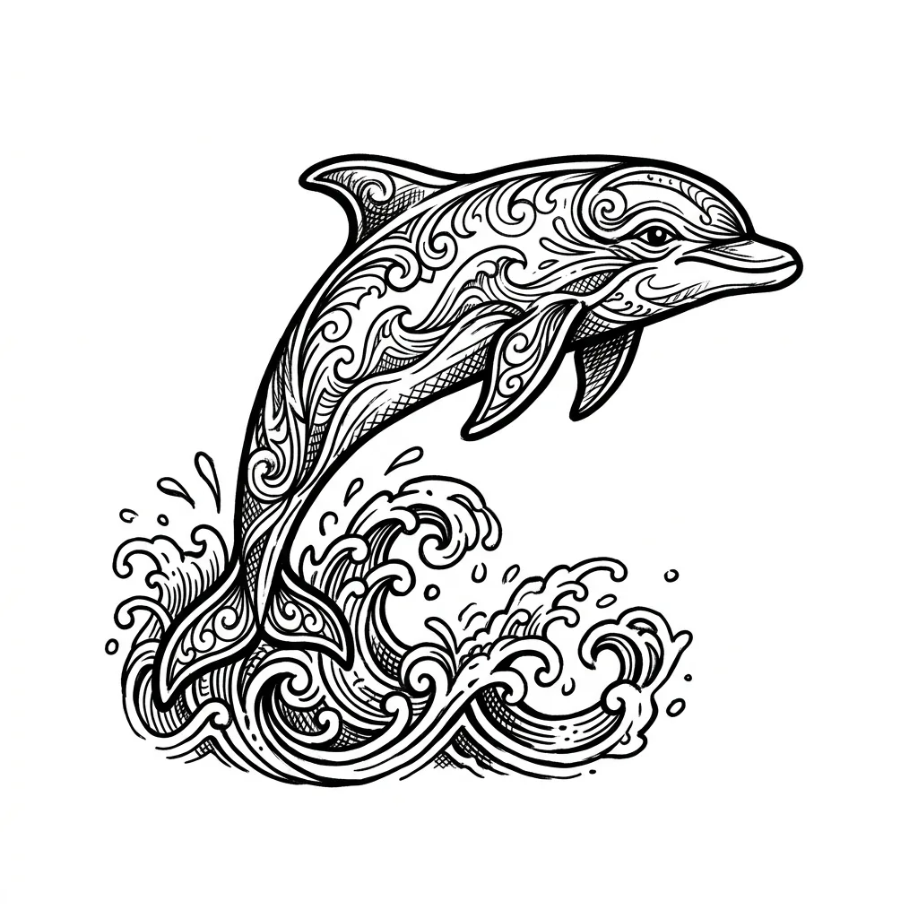 Geometric dolphin tattoo idea for upper arm