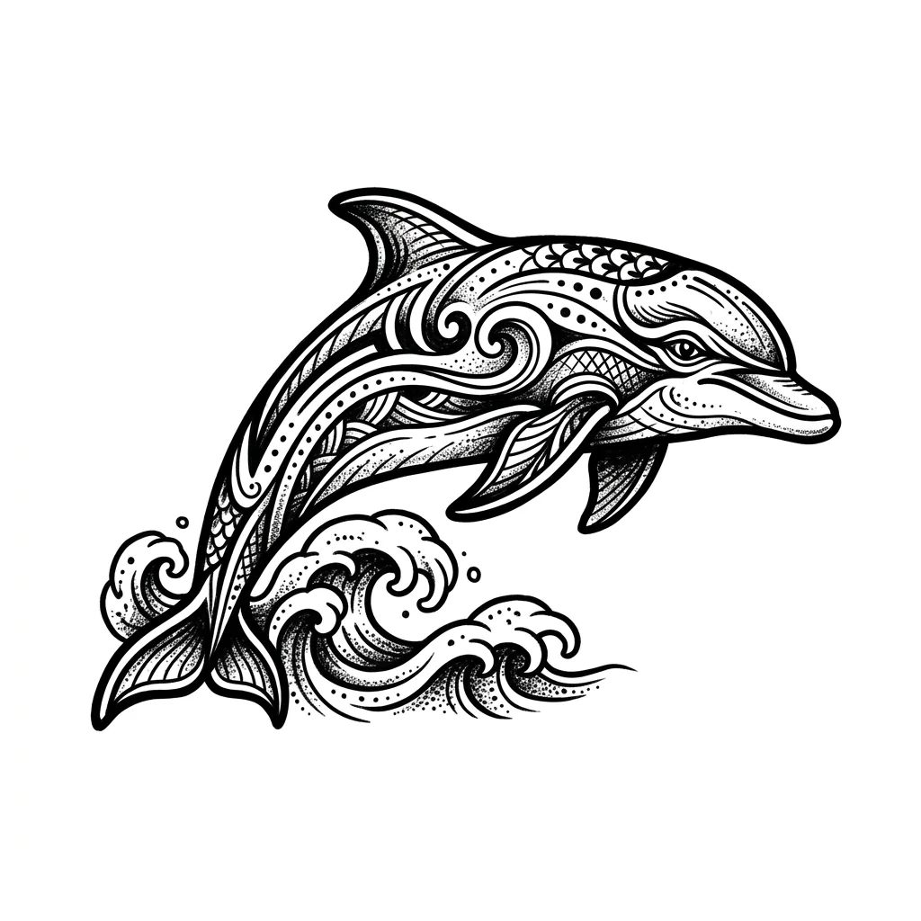 Fine-line dolphin tattoo idea for forearm