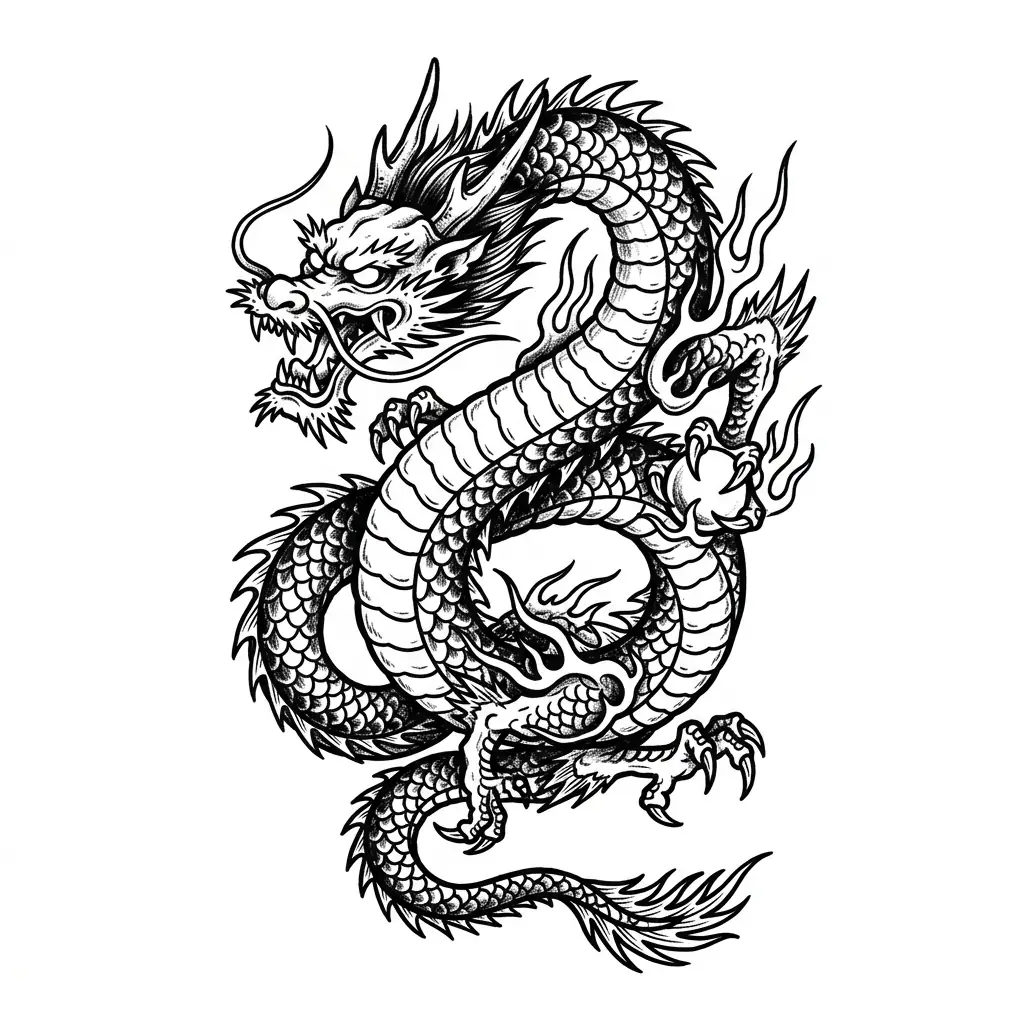 Fine-line dragon tattoo idea for forearm