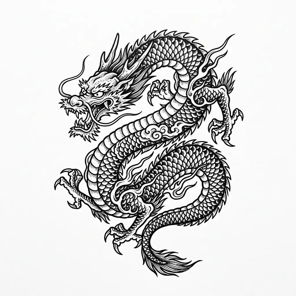 Realistic dragon tattoo idea for shoulder