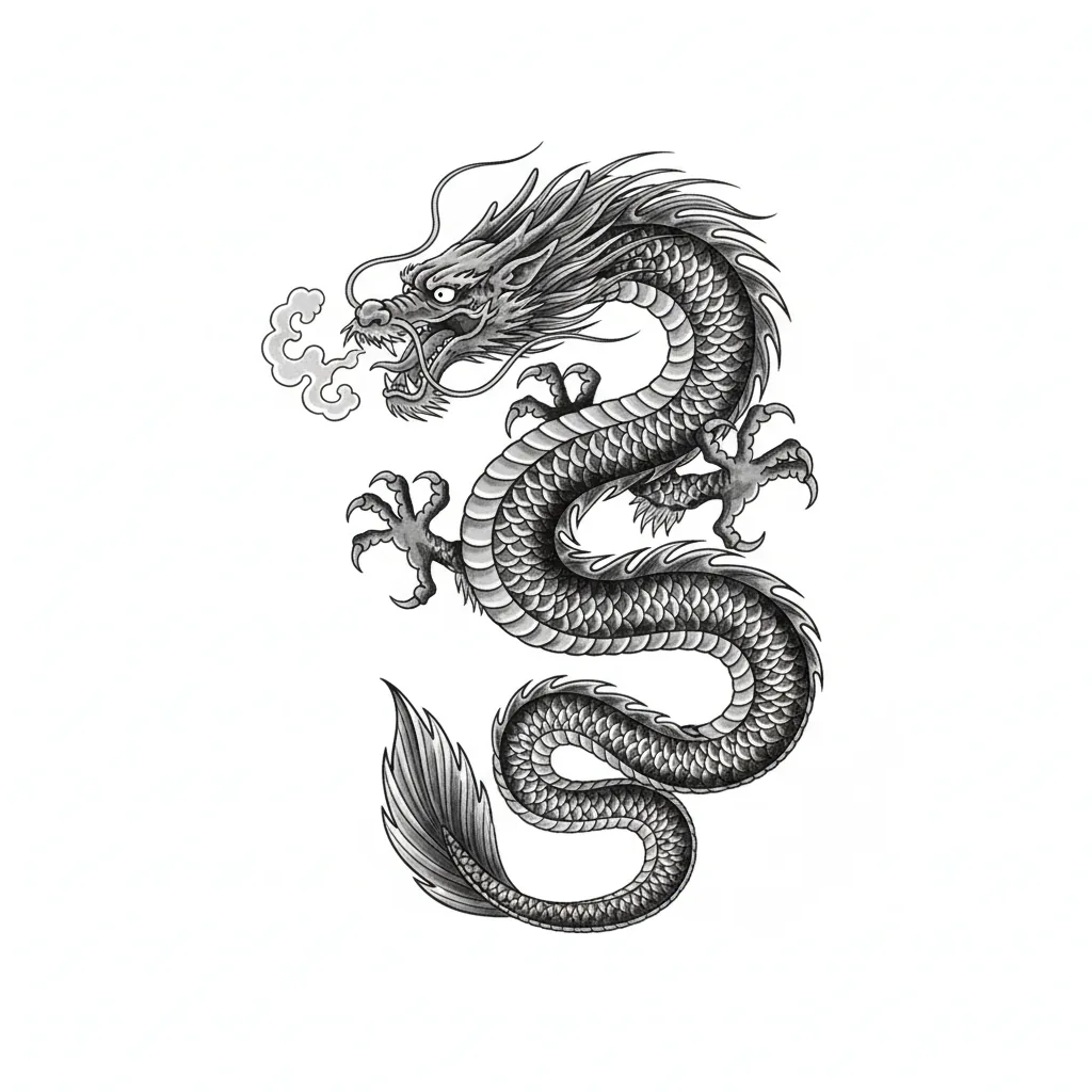 Geometric dragon tattoo idea for upper arm