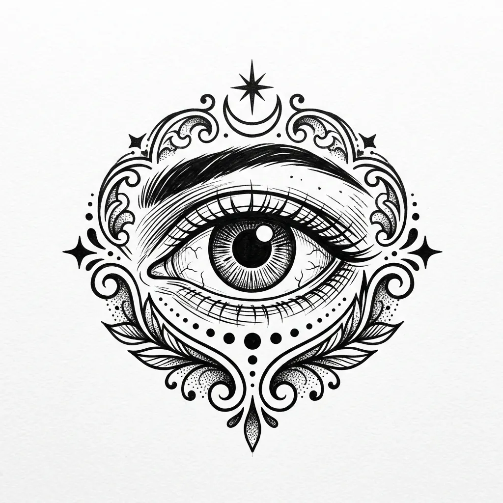 Fine-line eye tattoo idea for forearm