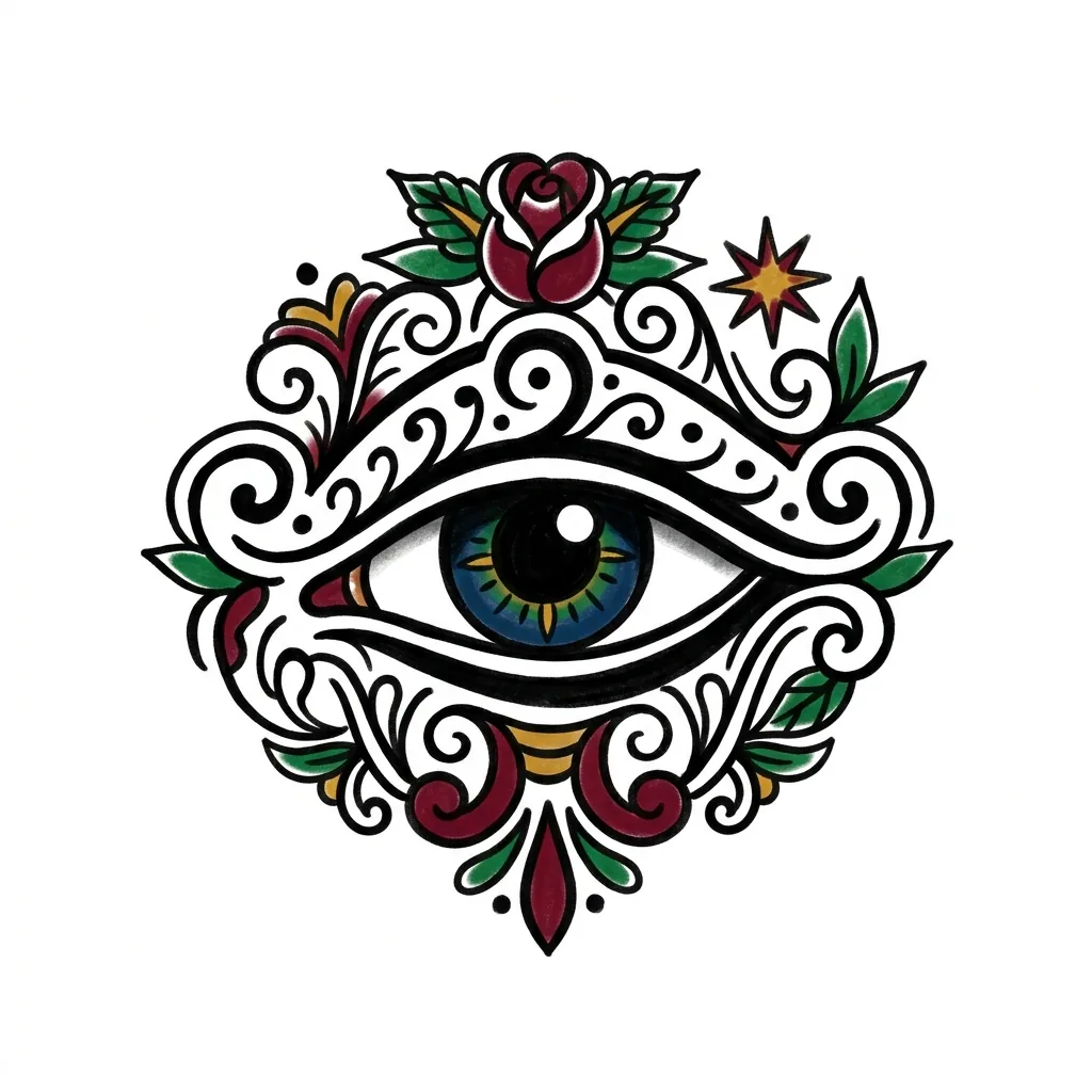 Blackwork eye tattoo idea for wrist