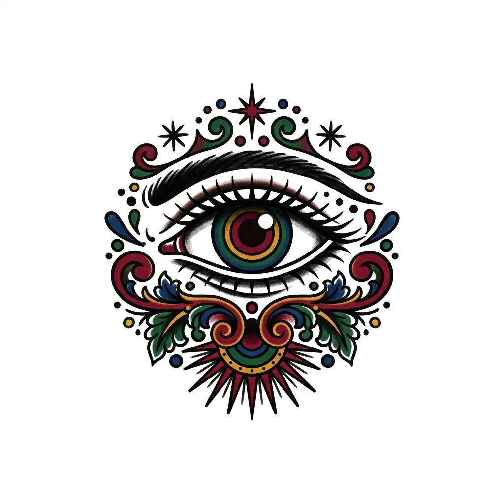 Fine-line eye tattoo idea for forearm